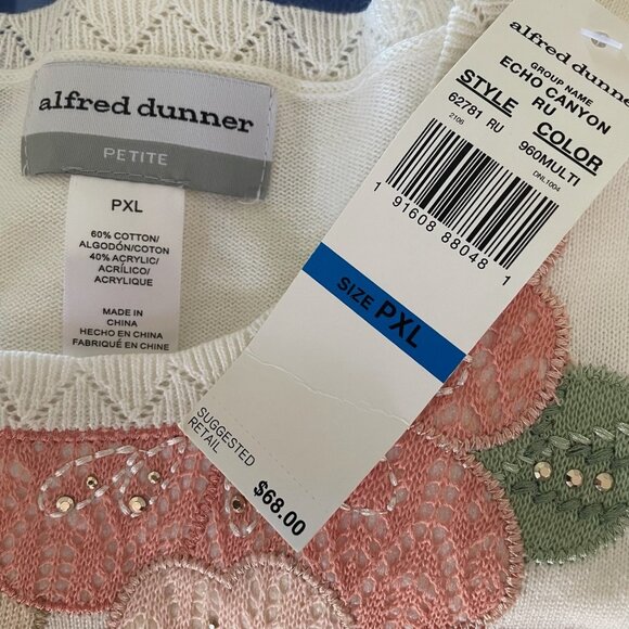 NWT ALFRED DUNNER Petite XL Echo Canyon Floral Applique Embellished Sweater PXL - Picture 4 of 4